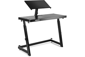 Vonyx Portable DJ Booth, Adjustable DJ Laptop Stand with Mixer Tray, Lycra Covers, Foldable Controller Table for Mobile Disco, Stage and Events