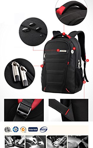 Aspen Business Laptop Rucksack 15.6-17 Zoll Wasserdicht Wanderrucksack Sportrucksack Reiserucksack Schulrucksack Mädchen Herren Damen - 4