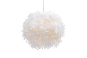 WOTTES Lampade a Sospensione Scandinavo con Piume, Lampadario Moderno Romantico, Lampadario Creativo Paralume di Piume per Camera delle Ragazze, Camera da Letto, Salotto, Sala da Pranzo (Bianco)
