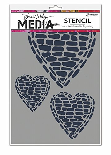 Ranger Pebble Heart Dina Wakley Stencil, White