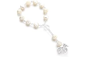 YALiya Rosenkranz Auto Zum Schutzengel Anhänger, Rückspiegel Anhänger, Guardian Angel, Deko Innenraum, Autospiegel anhänger, Glücksbringer, Autozubehör, Schutzengel Geschenk