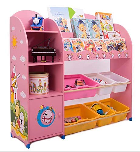 Sz5cgjmy ® Étagère pour enfants pour livres, jouets avec boîtes de rangement mobilier de chambre d'enfant (Beige)