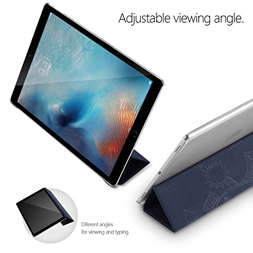 Poetic Slimline iPad Pro 12,9 Schlank Passen Tri-fold Cover Folio Stehhülle mit Automatische Schlaf / Wach-Funktion für Apple iPad Pro 12,9 (2017) Marineblau - 3