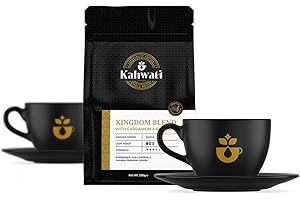 KAHWATI SPECIALITY COFFEE Kahwati Luxury Coffee Gift Set | Two Espresso Cups and a Saucer | Unique Gift Idea | Freshly Roasted In London | Single Origin | Treat for your Loved ones | Kingdom Blend
