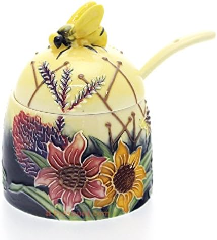 Old Tupton WareArt Deco "Summer Bouquet" Design Honey Pot & Spoon