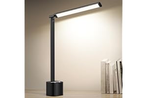 bravzurg Lampada da Scrivania a LED per Ufficio, Luce da Scrivania Ricaricabile, Dimmerabile Pieghevole e Girevole, 5000mAh Lampade Tavolo a Batteria per Studiare Lavoro Lettura Esterno (Nero)