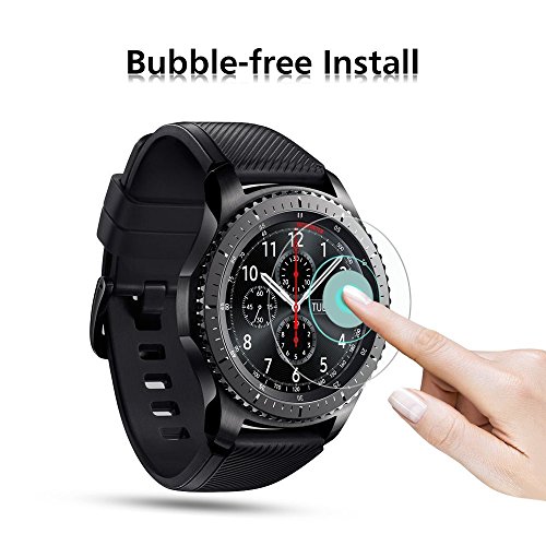 OMOTON Samsung Galaxy Watch 46 mm  Gear S3 Frontier Classic Protector de Pantalla  Cristal Templado con 2 5D Samsung Gear S3  Watch 46mm  9H  3 Unidades 