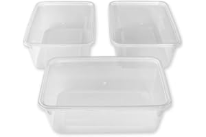 We Can Source It Ltd 50 x 1000ml Plastic Microwave & Freezer Safe Food Containers with Lids - BPA-Free, Reusable, Takeaway Meal Prep Containers - Catering Grade Food Storage Boxes for Home & Business