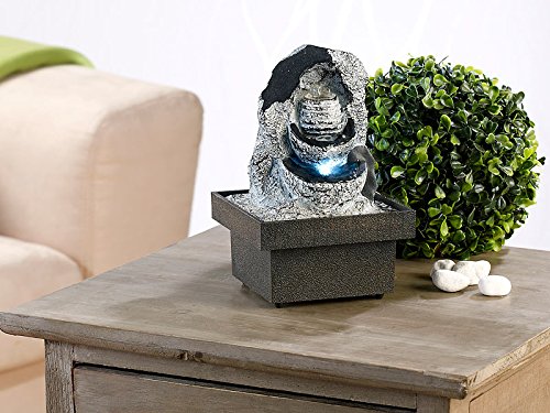 Zimmerbrunnen mit stufenlos regelbaren Wasserfluss – Pumpe und LED 20 cm - 2