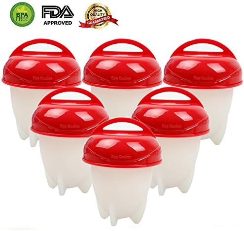Egg Cooker Set Non-Stick Silicone Egg Cup BPA Free Cooking Egg Cooker Hard Boiled Eggs without the Shell Boiled, Steamer For Egg Tools Pack of 6pcs