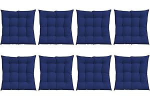 N/S GREATOYAR Cojines para Silla y Asiento, Decoración de Asiento de Jardín Casa Terraza, Cojín Decorativo con Correas de Sujeción, 9 Pespuntes, Fabricado en España, 40 x 40 x 3.5 cm, Pack 8, Azul