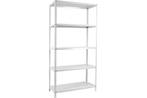 SIMON RACK SimonRack Estanteria Metalica 5 Baldas Ajustables, 100 kg de Punto Flexión, 2000x1000x400 mm, Con Tornillos, Estantería Almacenaje, Blanco - Comfort