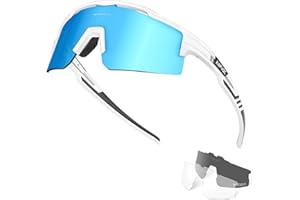 KAPVOE Polarisierte Fahrradbrille für Herren Damen mit 3 Wechselgläsern, TR90 Rahmen – Sportsonnenbrille für Radfahren