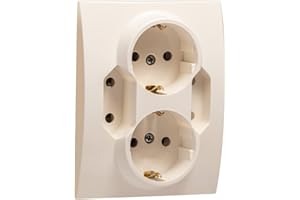 LATRANS Poczwórne gniazdo podtynkowe ze stykiem ochronnym, do wbudowania, stopień ochrony IP20 (5402 kremowe)