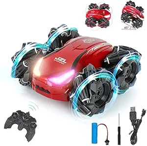 EXXON ENTERPRISE Drift Stunt Car Rechargeable High Speed Drift Plastic Stunt Car Remote Control Off Road Crawler Racing Vehicle Toy Car with LED Lights & Universal Wheel for Kids