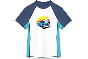BesserBay Jungen Rashguard Shirt Kurzarm Schwimmshirt Top UV-Shutz UPF 50+ 110-160