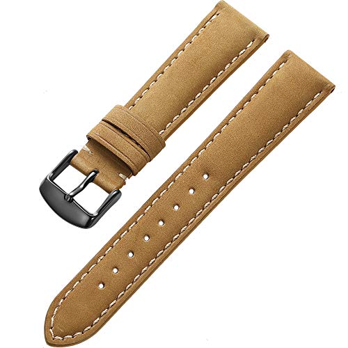 iStrap Correa de Reloj Correa de Piel de Becerro Genuina Correa de Reloj de reemplazo Elegir Color y Ancho (18 mm, 19 mm, 20 mm, 21 mm, 22 mm o 24 mm)