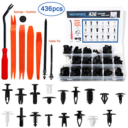 MEOWMEE - Rivet Clips Plastique, 436 pièces universelles 18 Tailles de Rivets Nylon