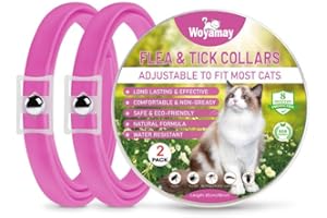 Woyamay Collare Antiparassitario per Gatti, 2 Pezzi Naturali Collare Antipulci Gatto Regolabile Resistente All'acqua, Collare Antipulci per Gatti con Protezione di 8 Mesi per Tutti i Gatti, Rosa