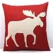 Vanki animal serial Cotton Linen Square Decorative Throw Pillow Case Cushion Cover 18 x 18 inches ,red based deer shadow pattern
