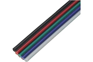 LUMONIC 5m RGBW LED Câble de rallonge Câble plat Rouge Vert Bleu Blanc Noir