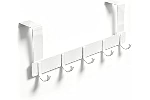 Uootach Dörrkrok med 5 krokar, dörrkrok i aluminium, krok, klädhängare, ingen borrning krävs, för badrumsdörrar, sovrumsdörrar, köksdörrar