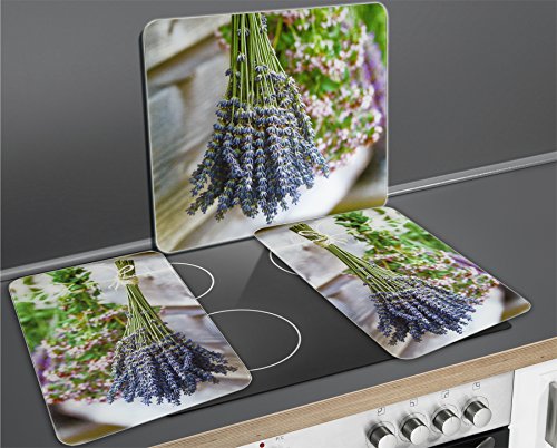 WENKO 2511924500 Motivplatte Lavendel-Strauß – für alle Herdarten, Schneidbrett, Gehärtetes Glas, 50 x 56 cm, Mehrfarbig - 4