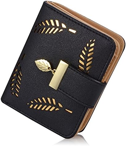 VADOOLL Women's Short Point Fashion Female Purse Hollow Gold Leaf Small Purse Large Capacity Wallet