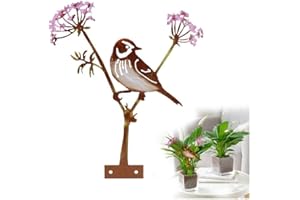 CHEVVY Decorazione da Giardino a Forma di Uccelli Decorazione da Giardino in Metallo Dipinto Uccello in Metallo per Recinzione Soggiorno Balcone