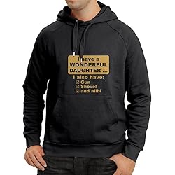 lepni.me Sudadera con Capucha Tengo una Hija .- Día del Padre, Navidad, cumpleaños, Padre (Small Negro Oro)