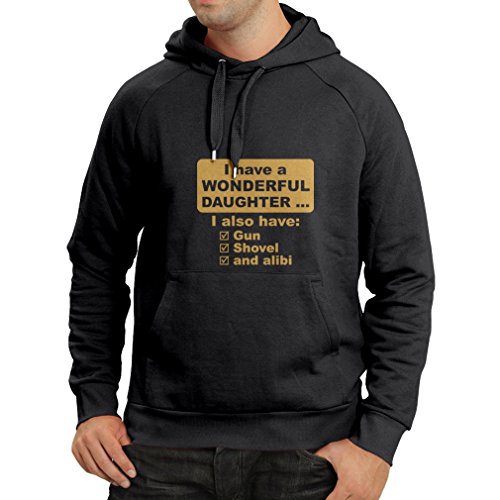 lepni.me Sudadera con Capucha Tengo una Hija .- Día del Padre, Navidad, cumpleaños, Padre (Small Negro Oro)