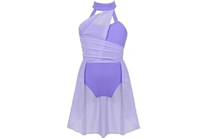 iEFiEL Vestito da Balletto Ragazza Abito da Ballo Lirico Contemporaneo Body Danza Classica Ginnastica Artistica Vestito Pattinaggio Artistico Jazz Danza Moderna Dancewear
