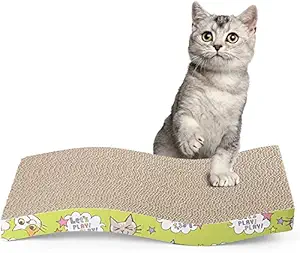 Goofy Tails Cat Scratch Pad with Catnip | Recycled Paper Corrugated Scratch Pad | Cat Scratching Pad