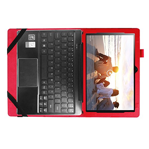 AVIDET Lenovo Miix 320 Hülle Case Etui Tasche, Slim Fit Folio Premium PU Kunstleder Schutzhülle Tasche Etui Smart Cover mit Ständerfunktion für Lenovo Miix 320 Tablet-PC (Rot) - 2