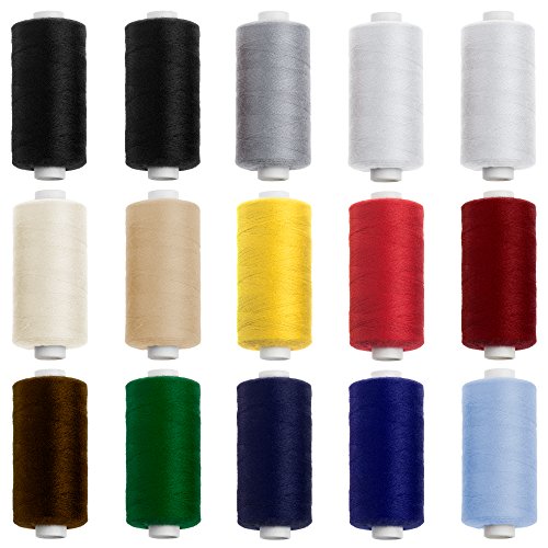 20 teiliges Nähset : 15 Rollen Nähgarn - Set + 5 Universal Nähmaschinennadeln