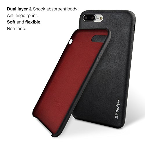 Funda iPhone 8 Plus  iPhone 7 Plus Carcasa  MH Designs Luxury Vintage Series Ultra Delgado De Piel Suave Pu Cuero Case Funda Carcasa Para Apple iPhone 7 Plus   iPhone 8 Plus 5 5 Inch -  Negro 