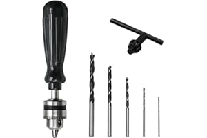 Mandouer Hand Drill Set with 5 HSS Small Drill Bits (1.5-5.0mm) for Craft, Jewellery Making, Resin, and Model Building