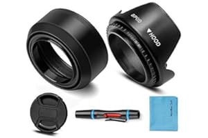 FOTOVER Pare-soleil universel pliable en caoutchouc 62 mm + pare-soleil fleur Tulip compatible avec appareil photo Canon Nikon Sony Pentax Olympus Fuji avec bouchon d'objectif