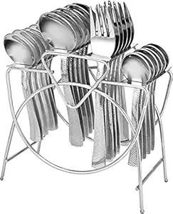 Parage Stainless Steel Cutlery Stand for Dining Table/ Cutlery Rack for 24 Pieces/ Spoon Stand/ Holder/ chammach Stand, ONLY Stand (Square)