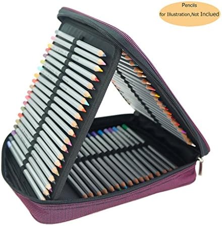 CREOOGO Large Capacity 120 Loops Travel Portable Pencils Case Dark Red