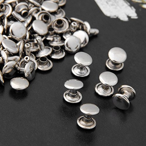 Ecloud Shop® 100pcs 9mm Silber Kupfer Runde Leder Fertigkeit DIY Rapid-Bolzen Nieten Lochen für Gürtel