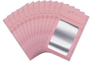 Rimiko 100 Piezas de Bolsas de Aluminio Resellables, Bolsas Mylar Herméticas Planas para Alimentos, Bolsas Pequeñas con Cierre Zip, Bolsas Plásticas para el Embalaje del Producto (Rosa, 16x24cm)