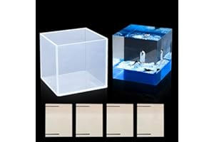 FineInno Clear Square Silicone Mould Geometric 3.94" Cube Resin Moulds Large & Deep Epoxy Casting Mould for DIY Landscape Craft Soap Candle Home Decoration