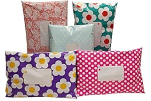 PACKAGING PRODUCTS ONLINE Divinely Different - Pack of 50 Bags - 10" x 14" Mixed Patterned Mailing Bags - 250mm x 350mm (10" x 14") - Patterned Mailing Bag Mixed Pack - (5 Colours x 5 Bags) - Post Plastic Polybag Poly Strong