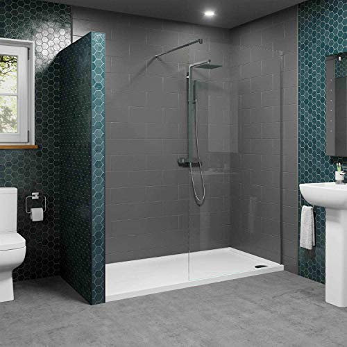 800mm Wet Room Shower Enclosure Easy Clean Screen Panel with 1400x900mm Walk in Anti Slip Shower Tray and Waste