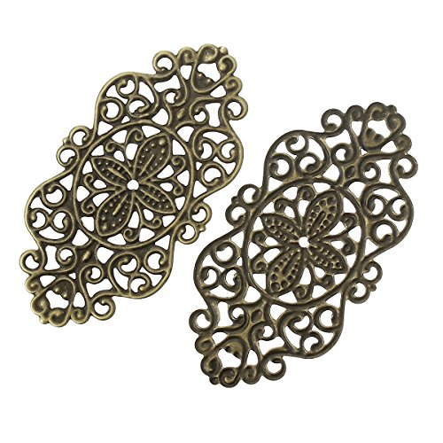 5 dekorative Ornamente, Floral, 4,5 x 2,3 cm, altmessing - 3