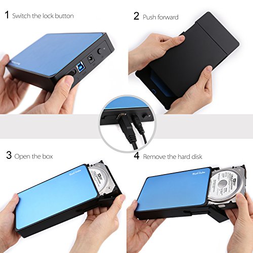 UASP Mode Festplattengehäuse, Spinido® USB 3.0 & 2.0 Aluminium Externes Festplatten Gehäuse Optimiert für 3.5″ SATA III HDD mit USB 3.0 Kabel, Tool-free ( werkzeuglose Installation ) Kompatibel mit Windows 98SE / ME / 2000 / XP /Vista / 7 / 8, Mac OS 9.0 usw. ( Blau) - 7