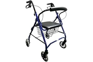 QUERALTO Queraltó Andador Rollator para Ancianos Plegable, Regulable en Altura de 78 a 93 cm, con Asiento y Respaldo, Azul