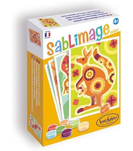 Kit Sablimage Animaux Calins Sentosphère - 4 Tableaux Avec Sable Coloré - Loisir Créatif Dès 4 Ans - Fabriqué En France