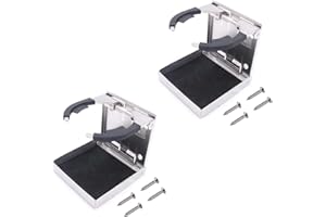 NUZAMAS - Juego de 2 portavasos de acero inoxidable 304, ajustables, plegables, con bandeja, para barco, camión, caravana, caravana y remolque